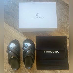 Anine Bing Lizzie Slides Black Size 37